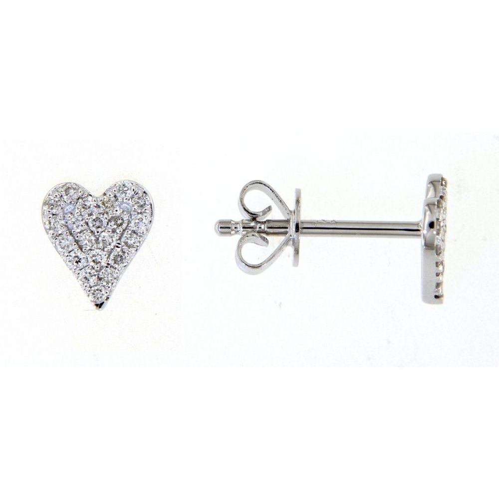 Cluster Diamond Heart Style Dainty Stud Earrings White Gold